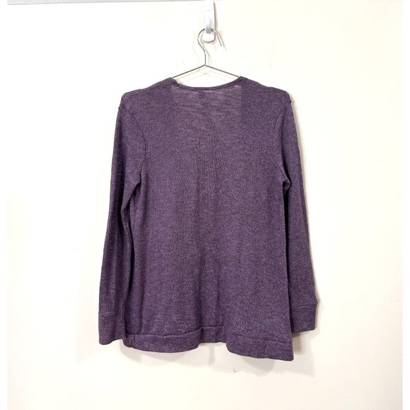 Gilligan & O’Malley Heathered Purple Cascading Open Front Cardigan Sweater XS/S - Picture 2 of 11